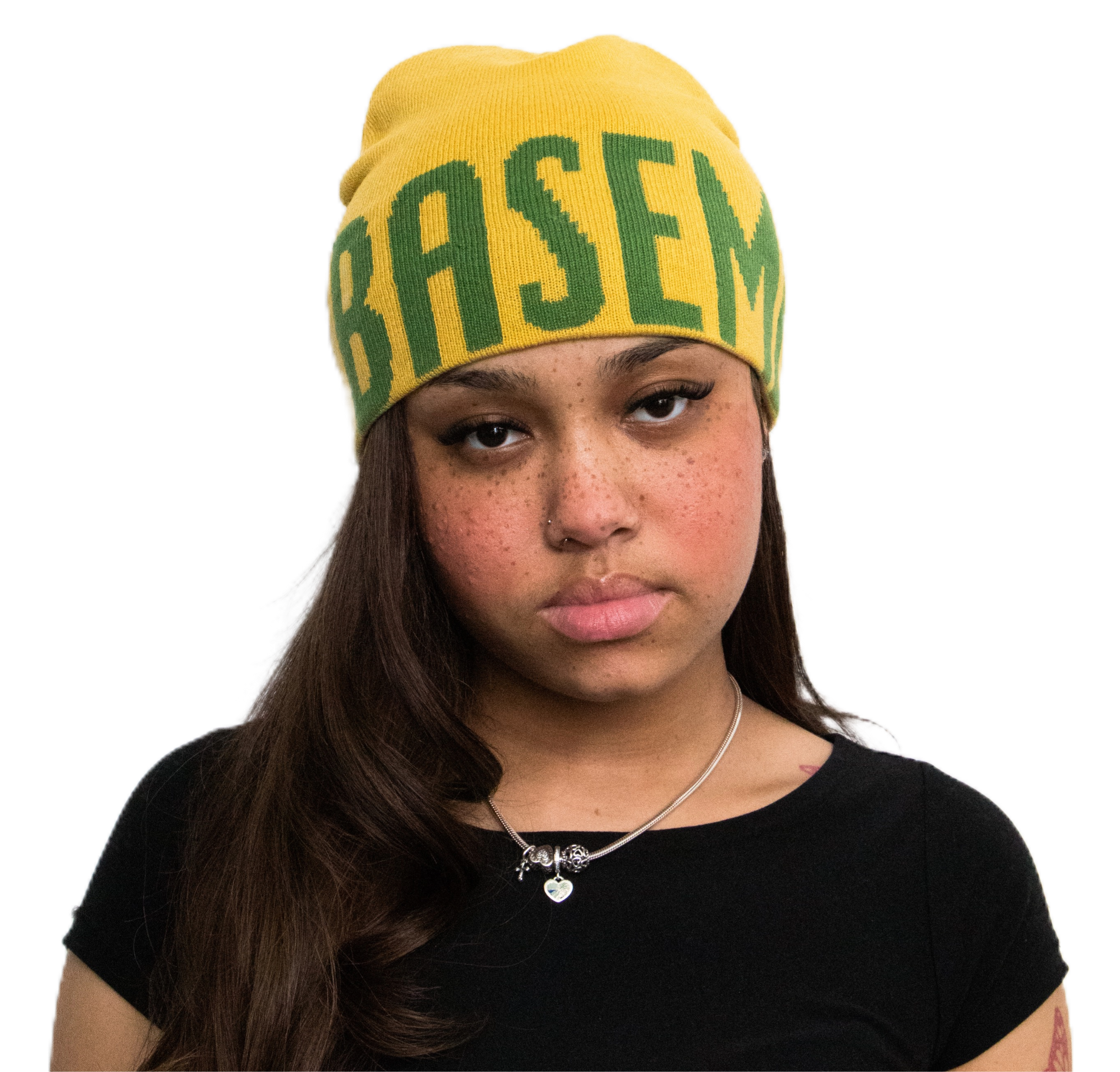 YELLOW AND GREEN BASEMENT BOY BEANIE