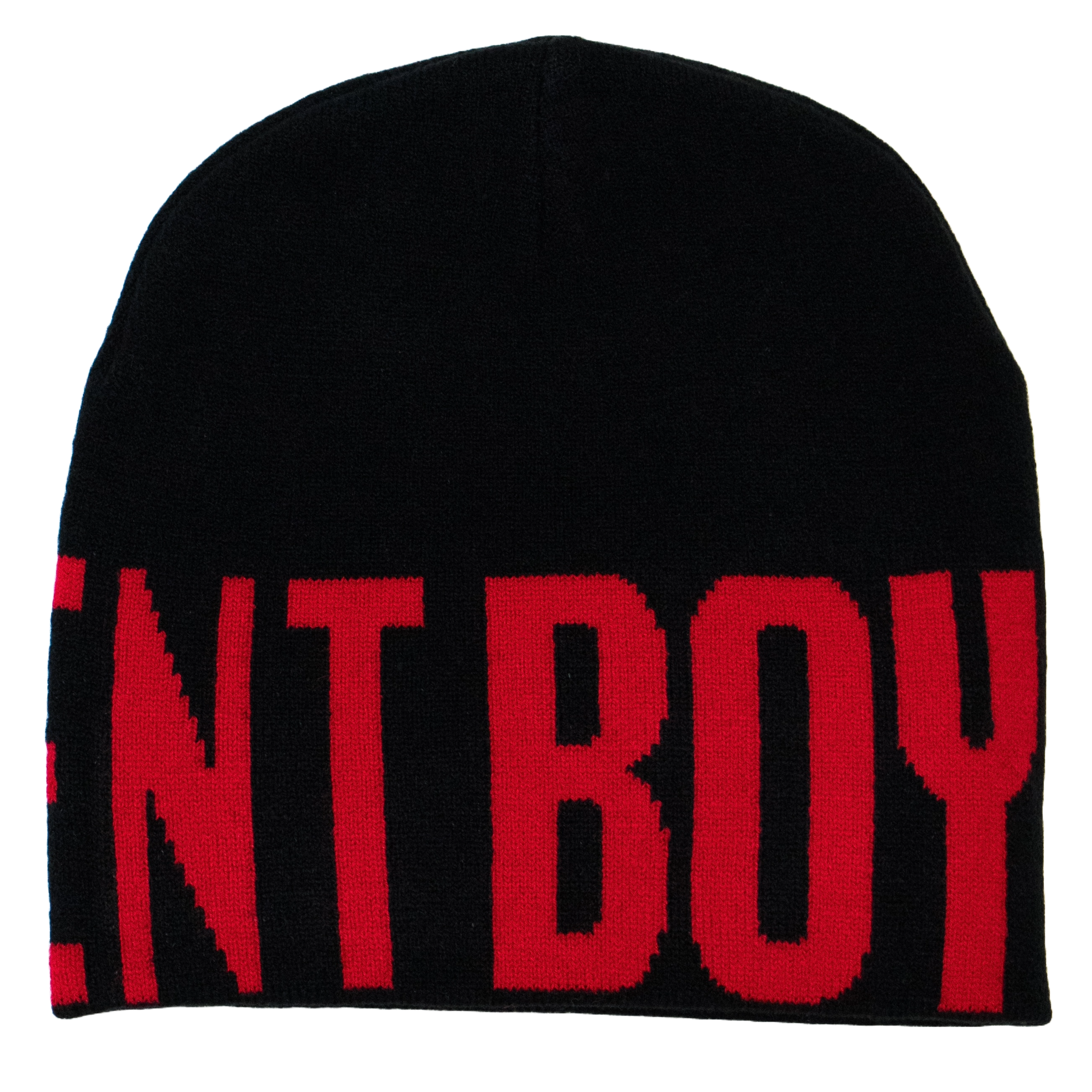BLACK AND RED BASEMENT BOY BEANIE