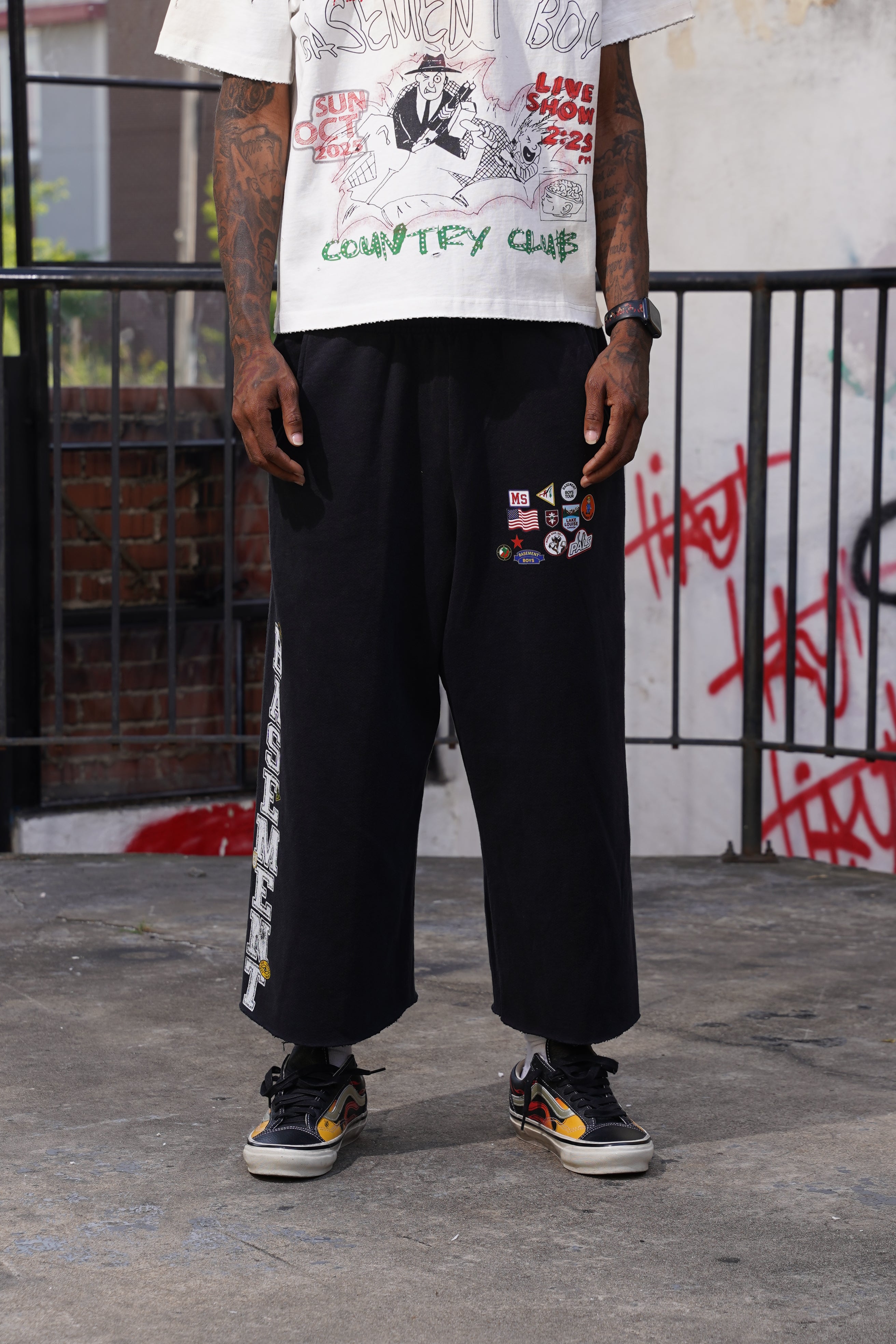 Basement Boy Black 3/4 Patchwork Shorts, additional view 3