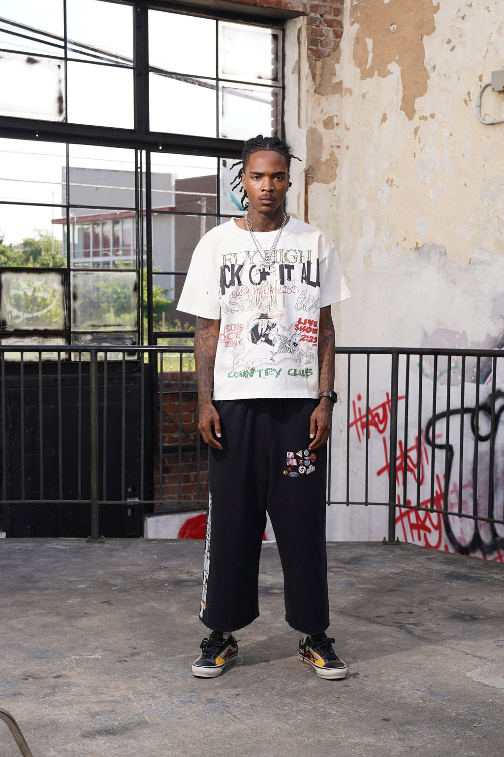 Basement Boy Black 3/4 Patchwork Shorts, additional view 1
