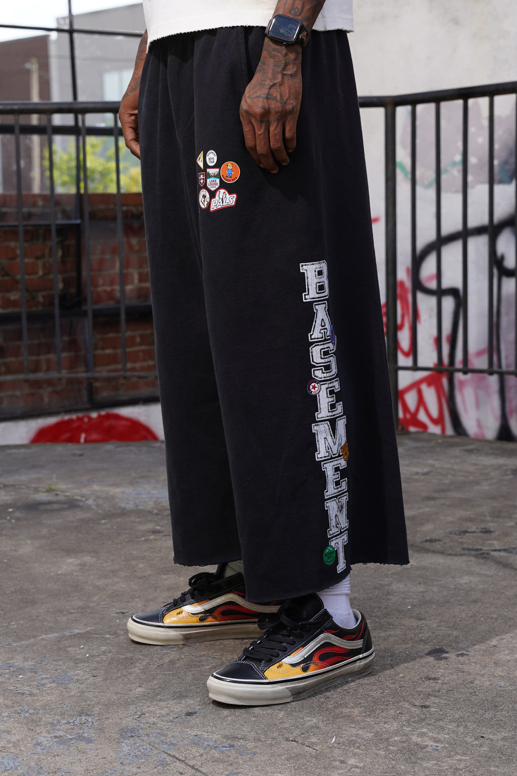 Basement Boy Black 3/4 Patchwork Shorts, additional view 2