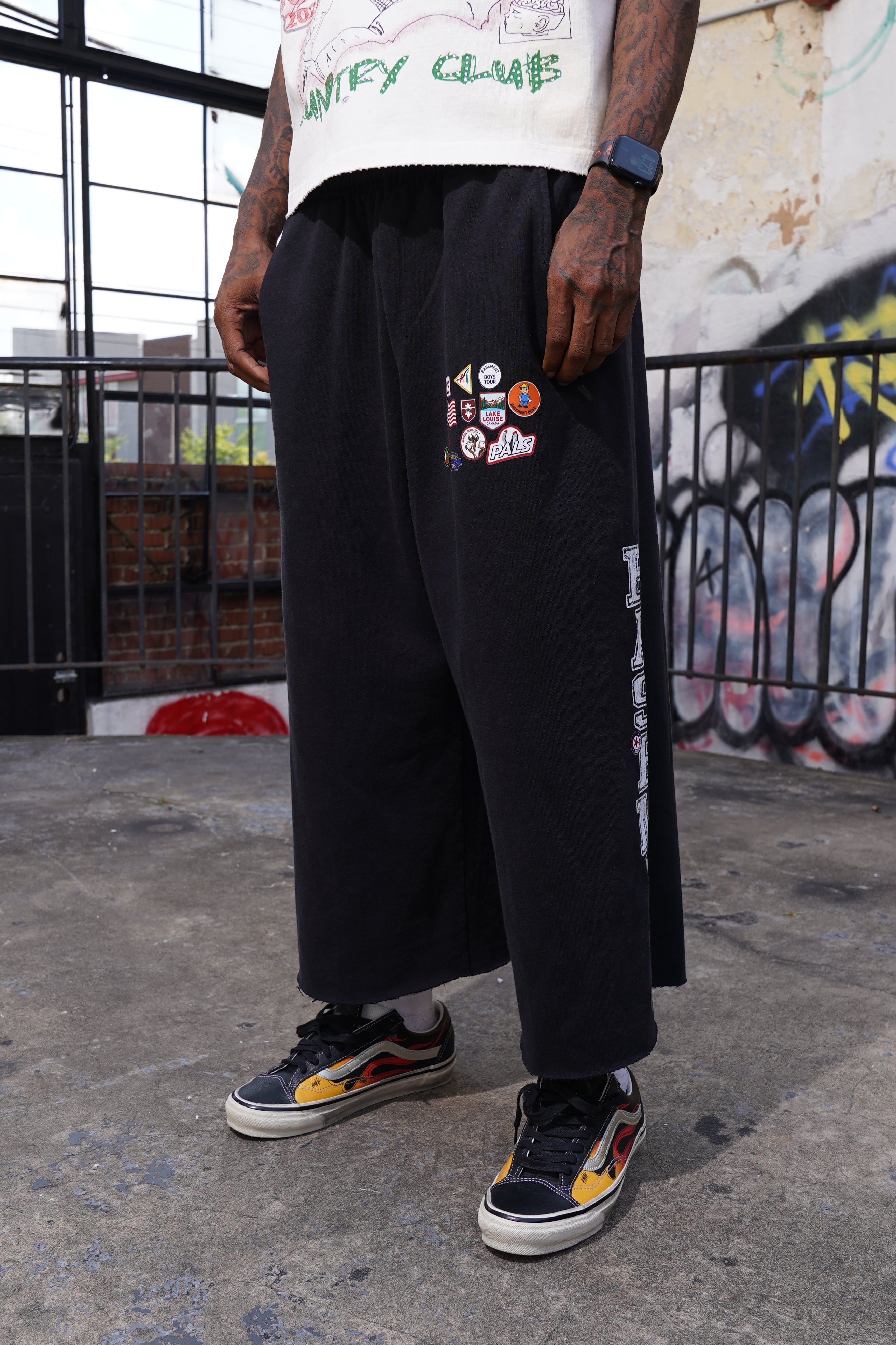 Basement Boy Black 3/4 Patchwork Shorts, additional view 4