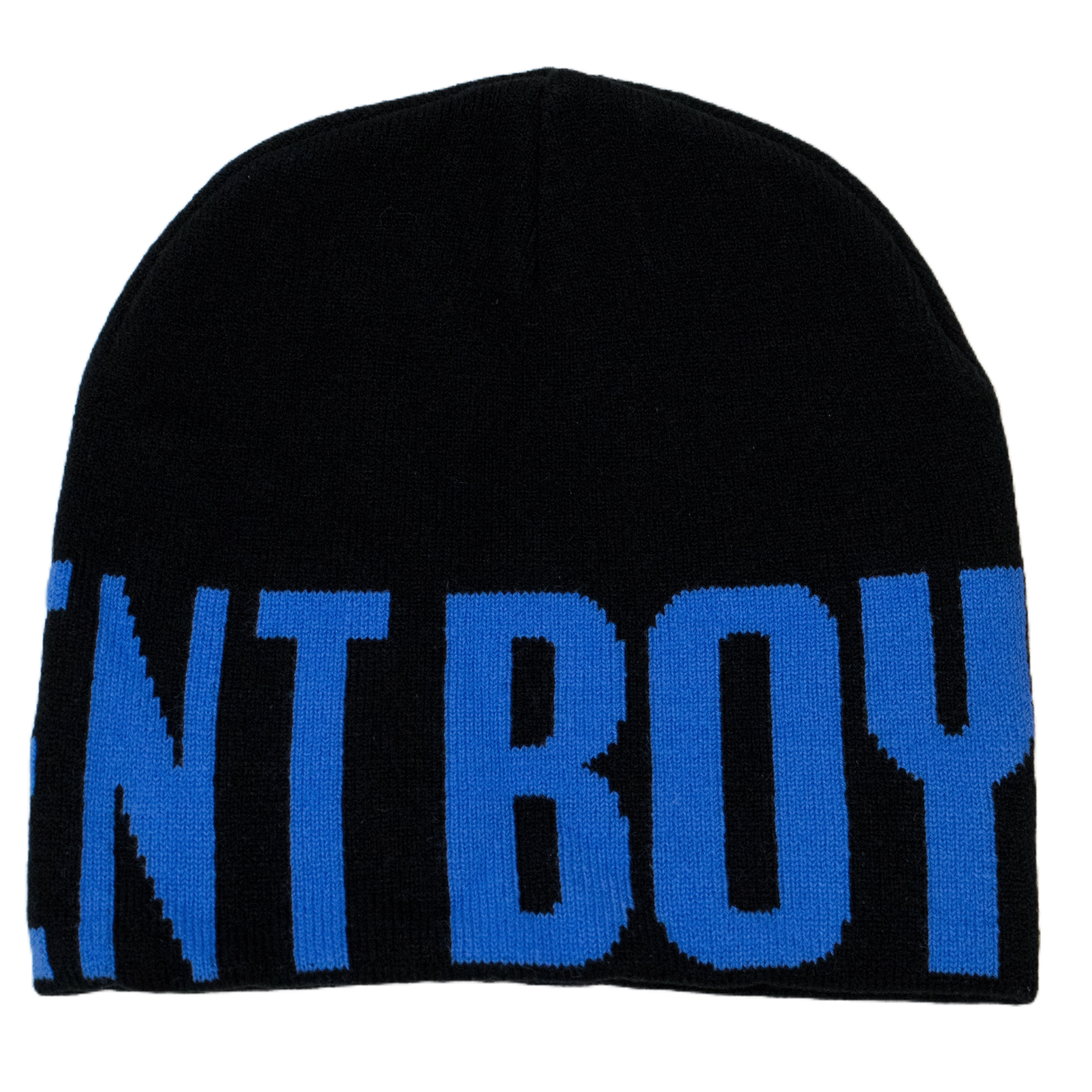 BLACK AND BLUE BASEMENT BOY BEANIE