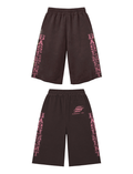 Basement Boy Brown 3/4 Patchwork Shorts — oversized cotton wide-leg shorts